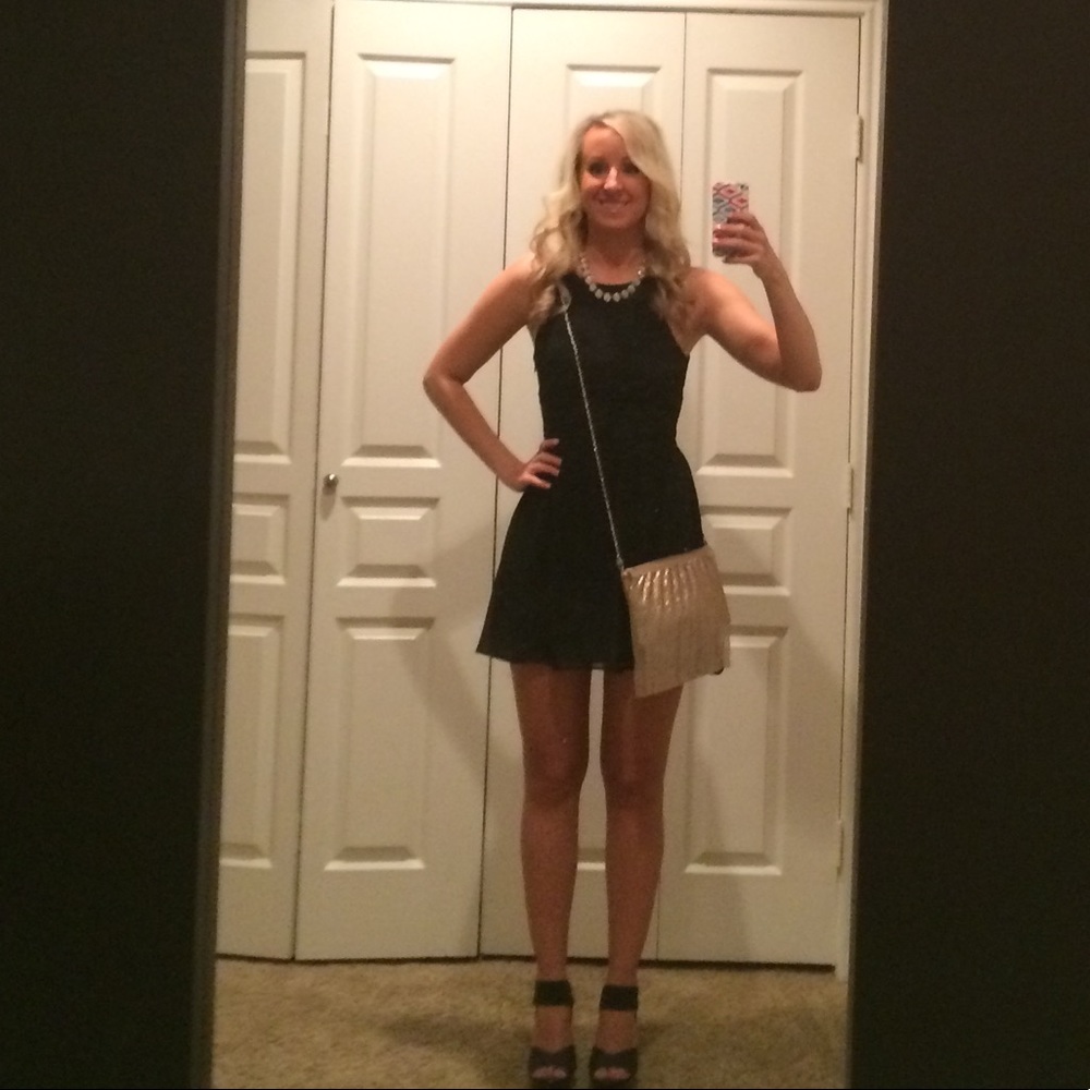 BCBG black fit n flare mini dress, size 2, like new